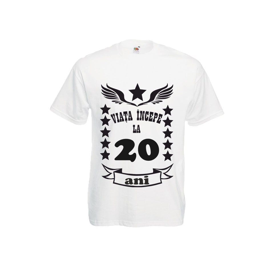 Tricou personalizat Fruit of the loom Viata incepe la 20 ani XL