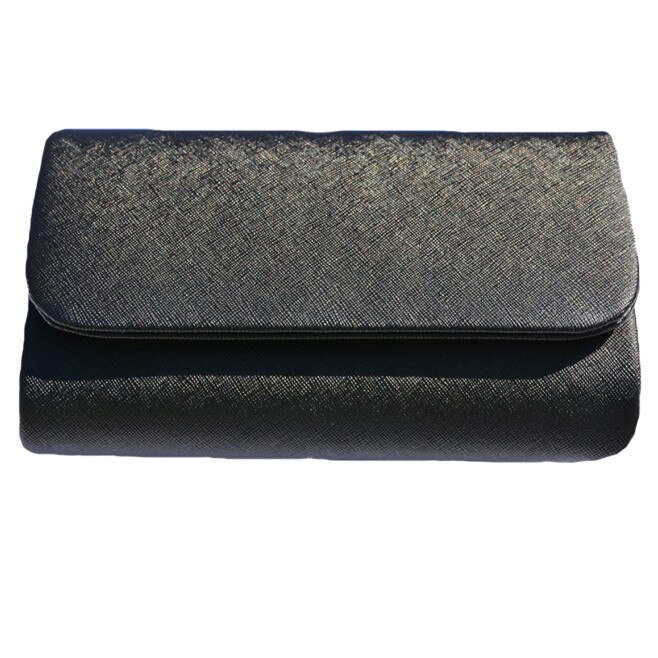 Geanta de gala, din piele ecologica, cu design de striatii, D&J Exclusive, negru