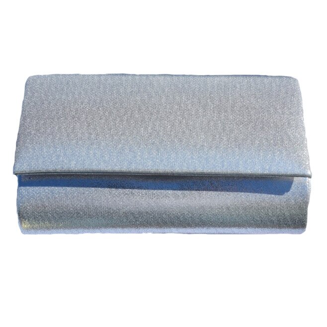 Poseta de seara, material lucios, gen plic din material fin,D&J Exclusive, argintiu