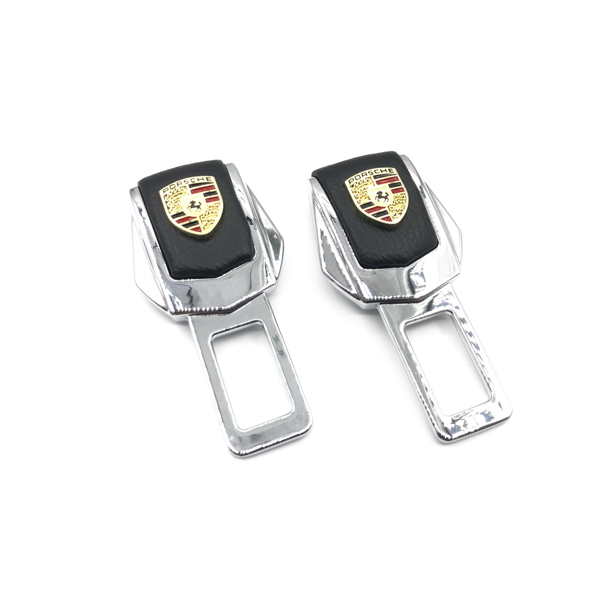 Anulator / Blocator Sunet Centura Piele Chrome Porsche Set 2 buc
