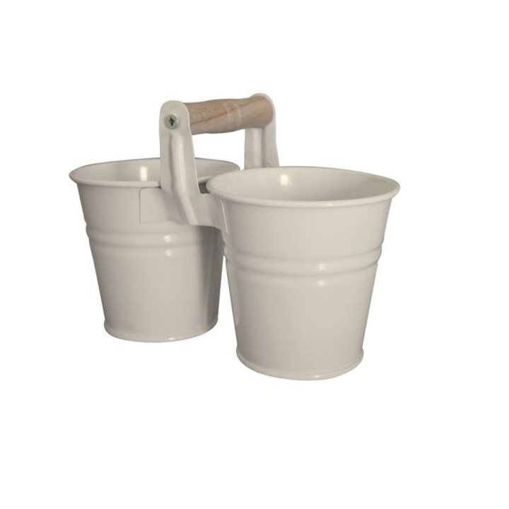 Set 2 galetuse metalice cu toarta lemn servire cartofi prajiti,snachks FERONYA 10 bej