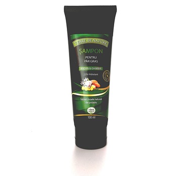 Sampon pentru par gras cu argan, ghimbir si complex vegetal 100 ml Sampon pentru par gras cu argan, ghimbir si complex vegetal 100 ml