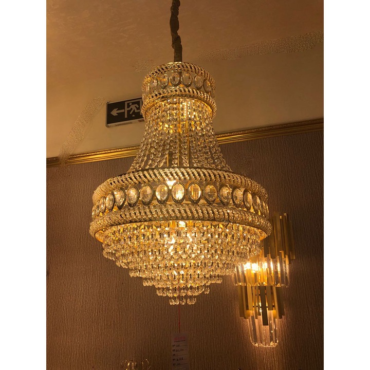 Полилей Trendafi LED, 902/300, E14, Кристална и метална рамка, Регулируема на височина