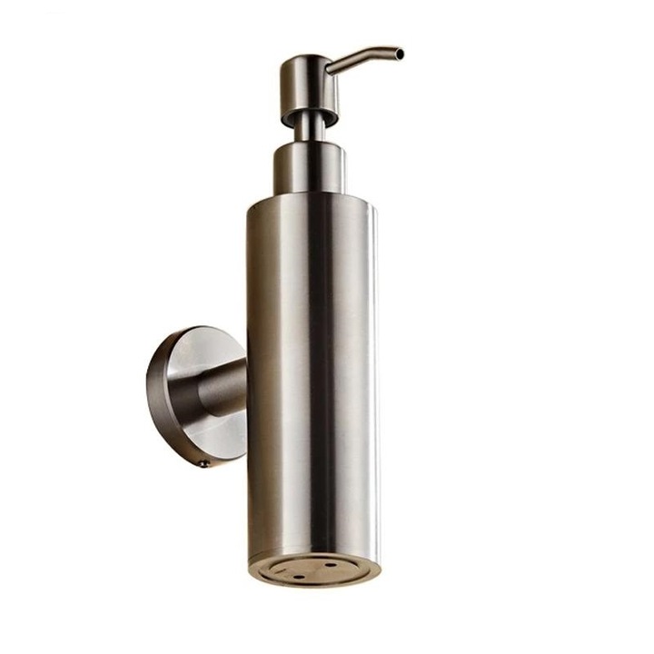 Dispenser sapun lichid 500ml metalic forma cilindrica inox satinat