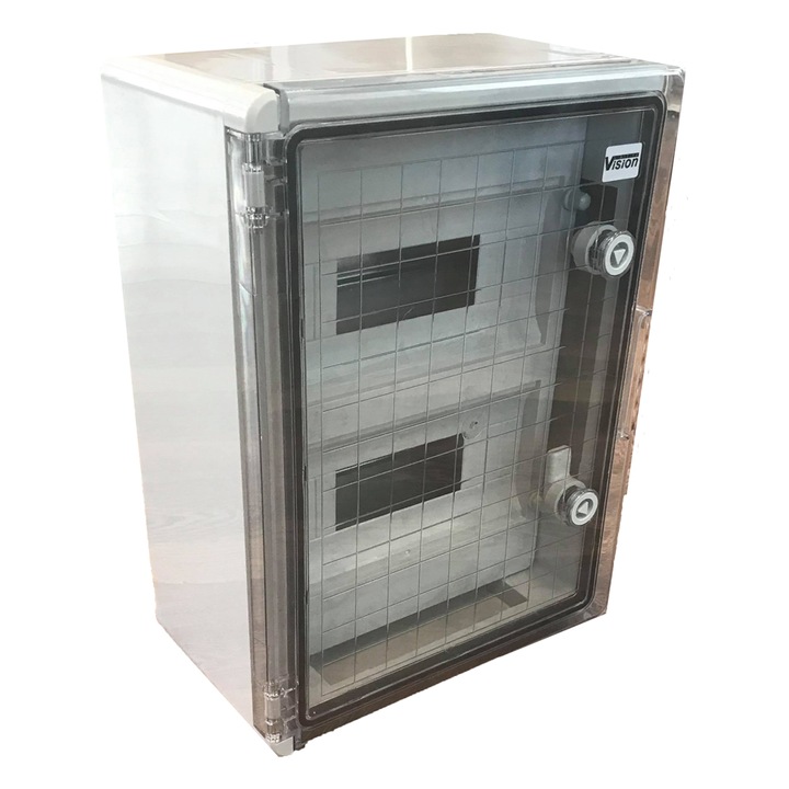 Panou 25x35x15 ABS 8x2 sigurante, neechipat, IP65 usa transparenta