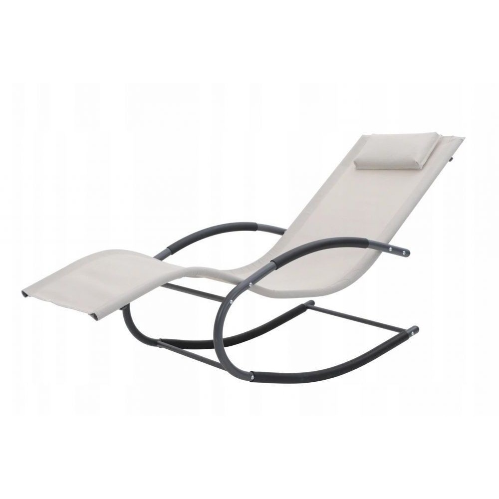 Sezlong tip balansoar cu perna cadru metalic culoare bej