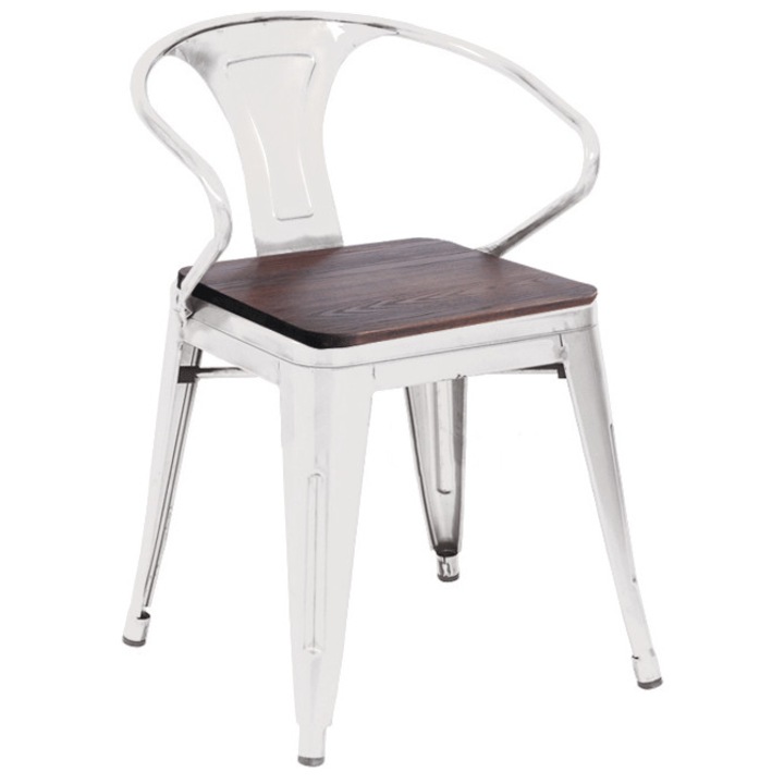 Scaun metalic bar RAKI RETRO 43x43x76cm cu brate metal lemn