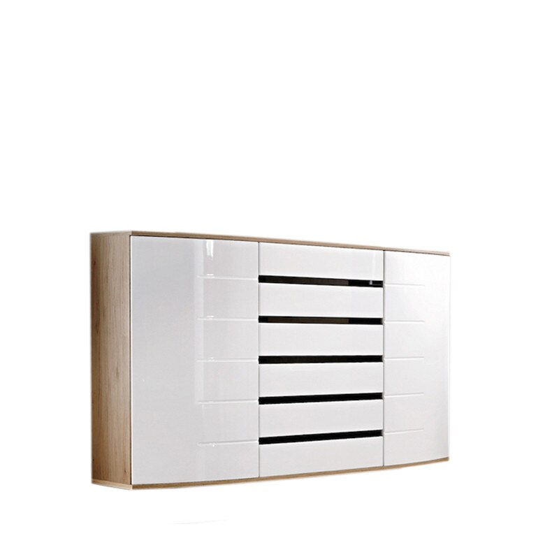 Comoda Genarom Ontario 24 SRW OS , Stejar Wotan / Alb Lucios, 165 x 125 x 48 cm