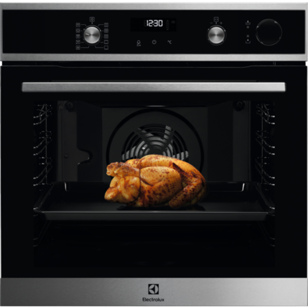 Cuptor incorporabil Electrolux EOC6P71X, Electric, 72 l, Autocuratare pirolitica, Grill, Timer, SteamCrisp, Clasa A+, Inox/Negru