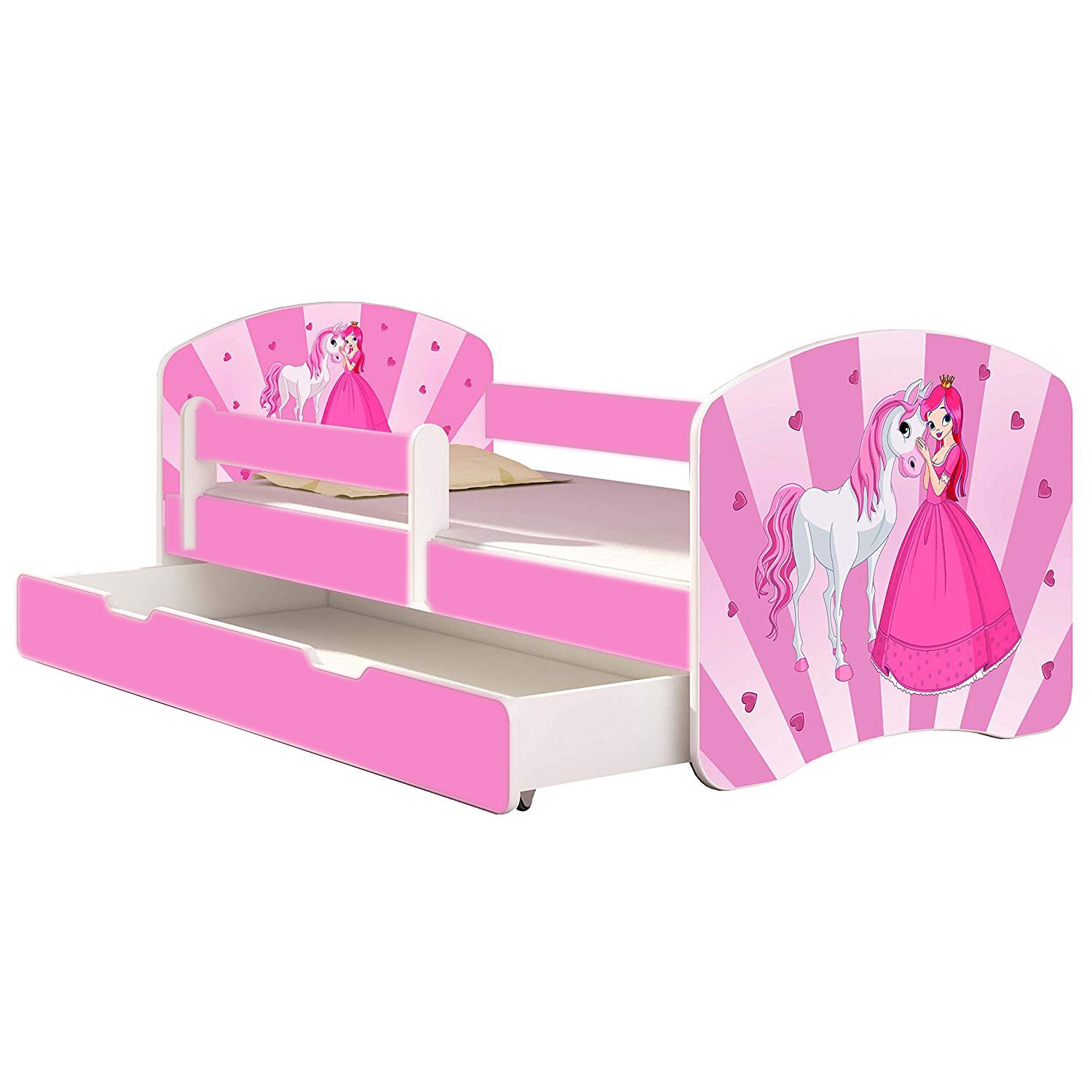 Patut tineret MyKids Poney Princess cu sertar si saltea 140x70