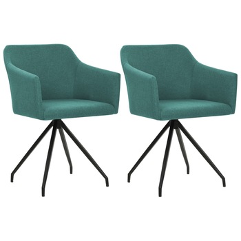 Set de 2 scaune tip fotoliu de bucatarie, vidaXL, Textil-metal, 54 x 58 x 81 cm, Verde Set de 2 scaune tip fotoliu de bucatarie, vidaXL, Textil-metal, 54 x 58 x 81 cm, Verde