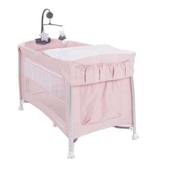 Patut pliabil cu doua nivele si carusel Dessine-Moi Pink Patut pliabil cu doua nivele si carusel Dessine-Moi Pink