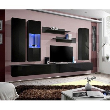 Living Genarom Fly F 23 ZZ FY E5, Negru/Negru Lucios, 320 x 190 x 40 cm Living Genarom Fly F 23 ZZ FY E5, Negru/Negru Lucios, 320 x 190 x 40 cm