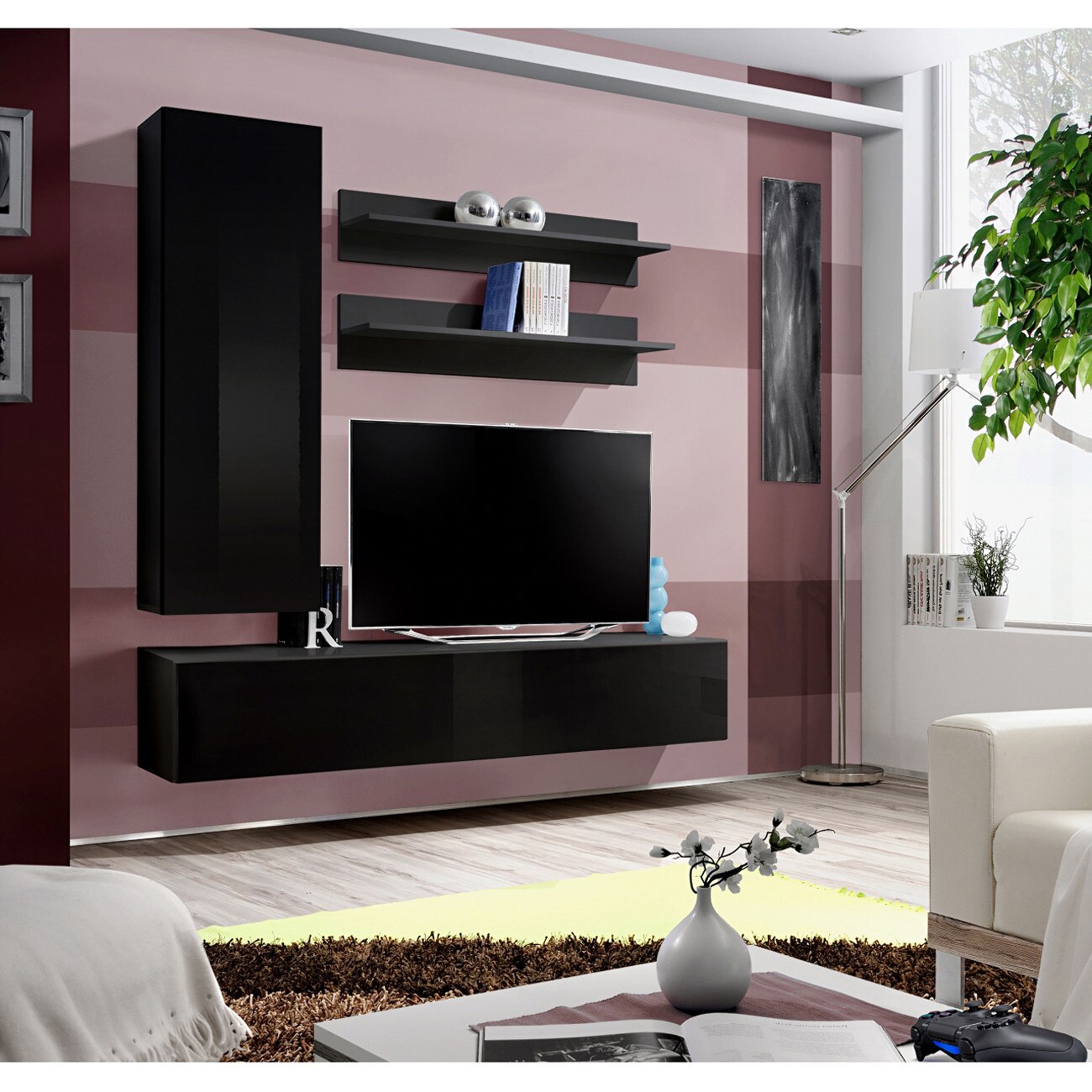 Living Genarom Fly H 23 ZZ FY H1, Negru/Negru Lucios, 160 x 190 x 40 cm
