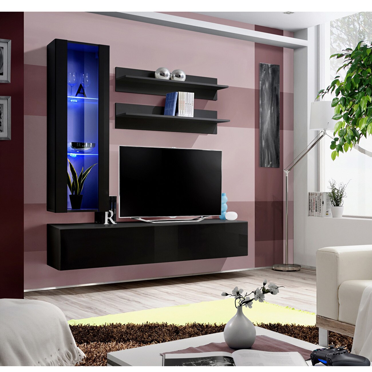 Living Genarom Fly H 23 ZZ FY H2, Negru/Negru Lucios, 160 x 190 x 40 cm