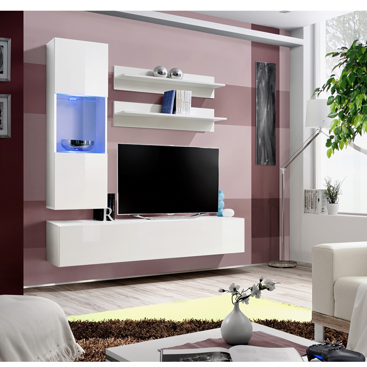 Living Genarom Fly H 23 WW FY H3, Alb/Alb Lucios, 160 x 190 x 40 cm