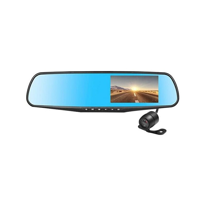 DVR Рекордер Огледало Leshp, 4.3 ″, 2 Dash Cam 1080P, 1/4 ′ CMOS 160 °, G-сензор