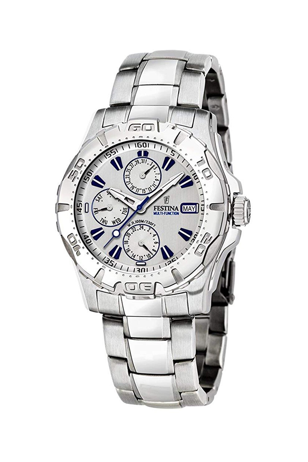 Festina, Ceas cu functii multiple si coroana cu aspect texturat, Argintiu