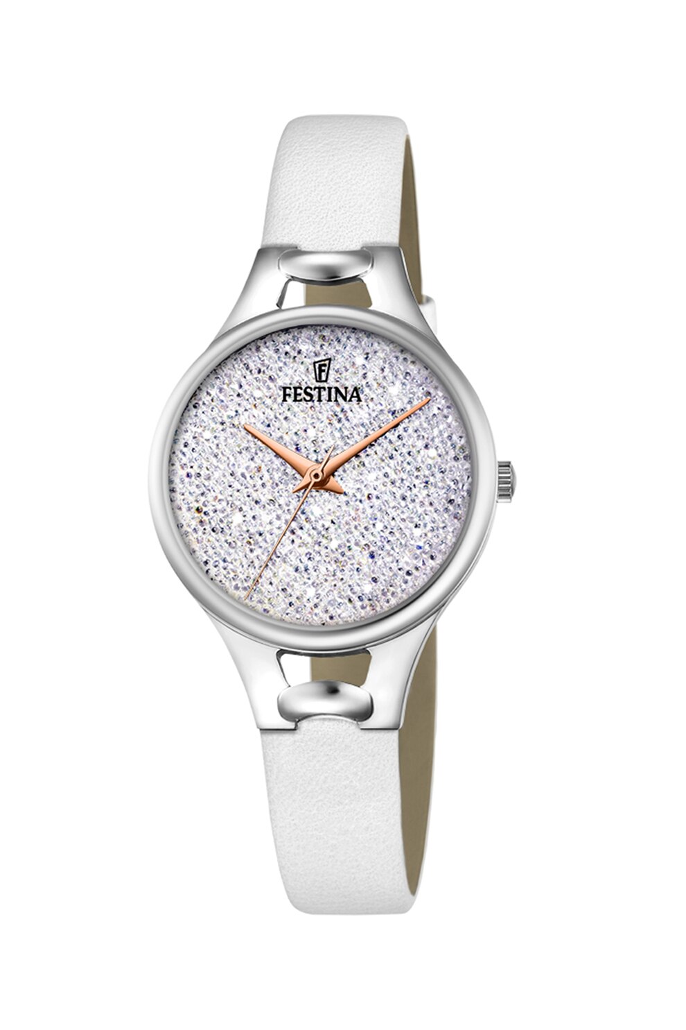 Festina, Ceas analog cu cadran decorat cu zirconia, Alb