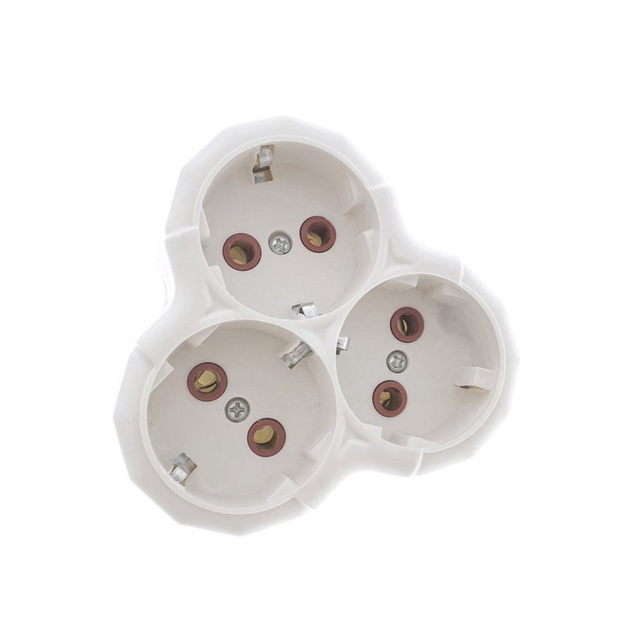 Stecher schuko triplu DS003,16A,250V, alb Alb