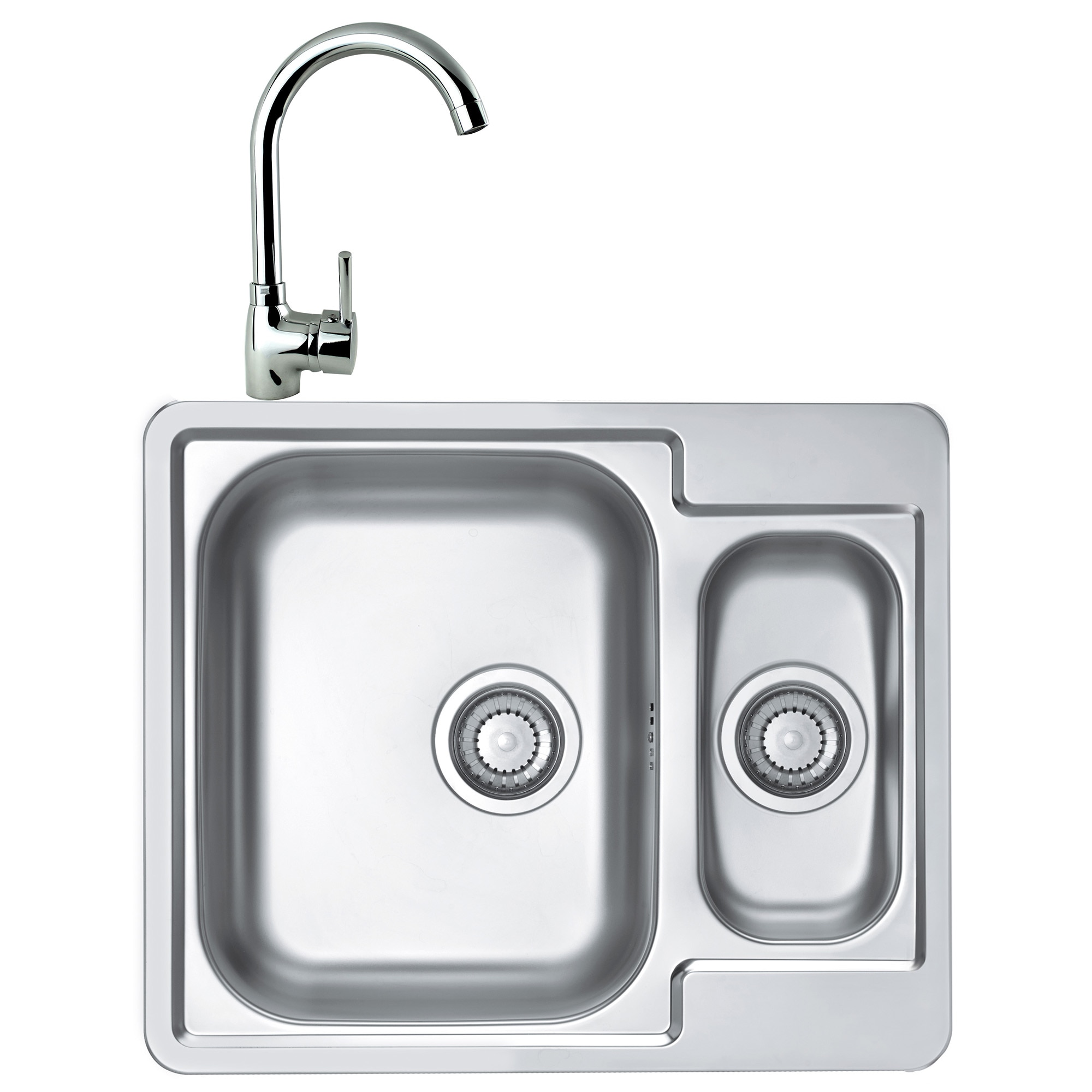 Pachet chiuveta Alveus Line 50, 615x500 mm, cuva stanga, adancime 160 mm, Inox + Baterie Karina