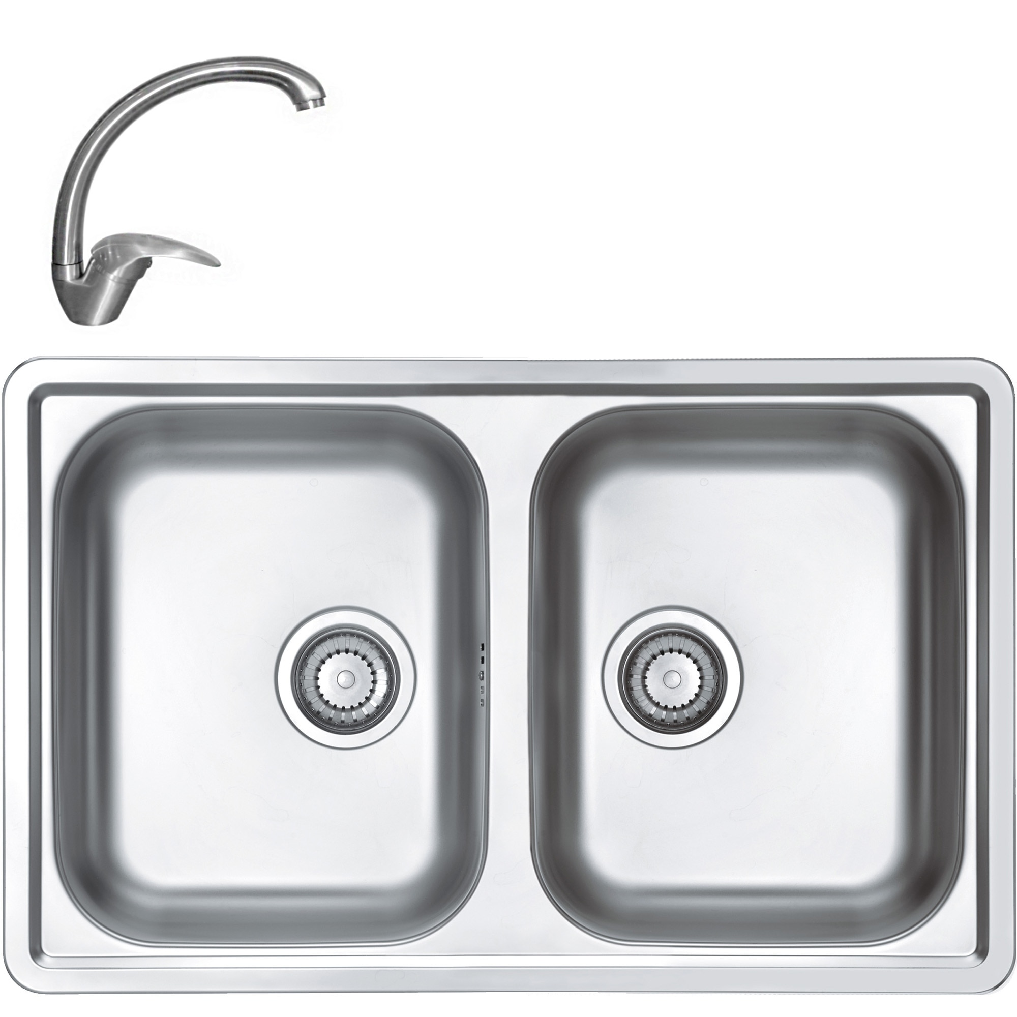 Pachet chiuveta Alveus Line 90, 790x500 mm, adancime 160 mm, Inox + Baterie GM 130