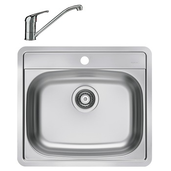Pachet chiuveta Alveus More 10, 560x500 mm, adancime 166 mm, Inox + Baterie GM 110 Pachet chiuveta Alveus More 10, 560x500 mm, adancime 166 mm, Inox + Baterie GM 110