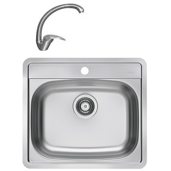 Pachet chiuveta Alveus More 10, 560x500 mm, adancime 166 mm, Inox + Baterie GM 130 Pachet chiuveta Alveus More 10, 560x500 mm, adancime 166 mm, Inox + Baterie GM 130