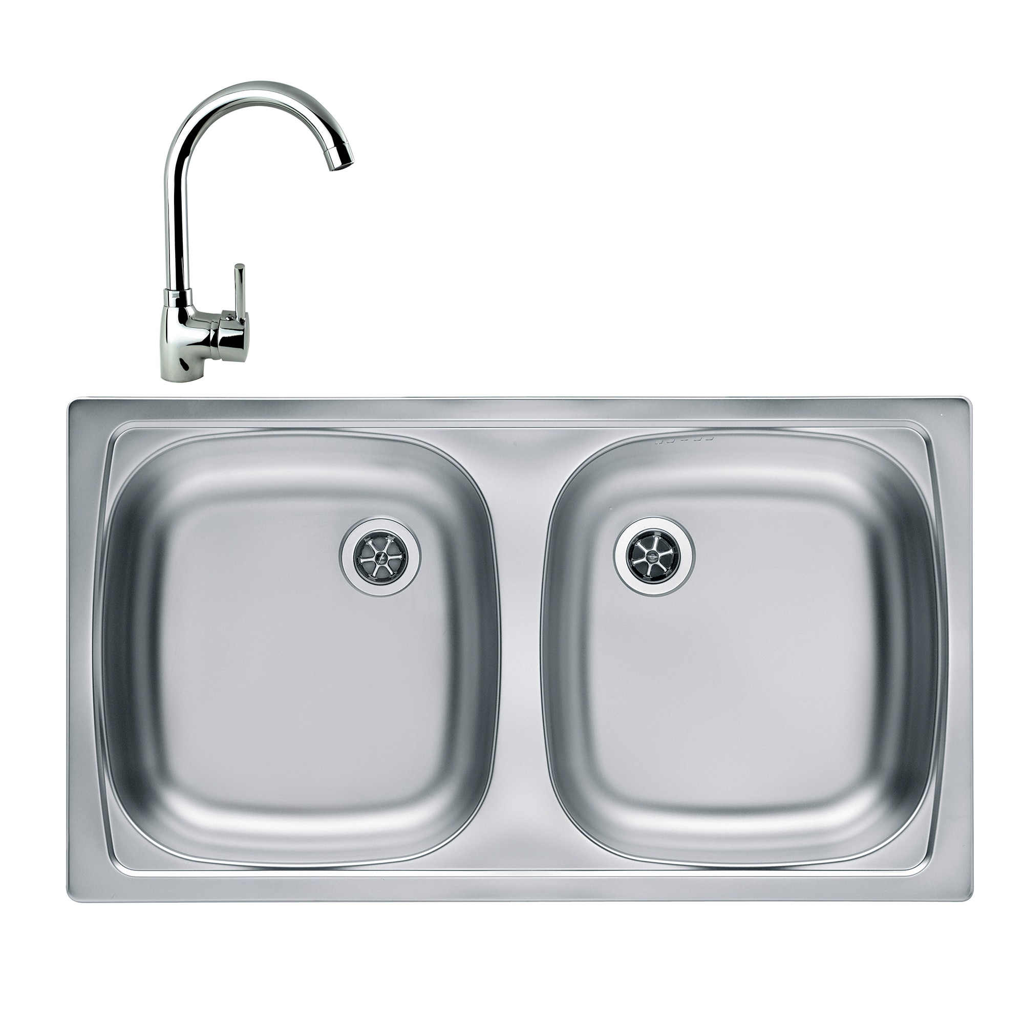 Pachet chiuveta Alveus Basic 160, 780x435 mm, adancime 140 mm, Inox satinat + Baterie Karina