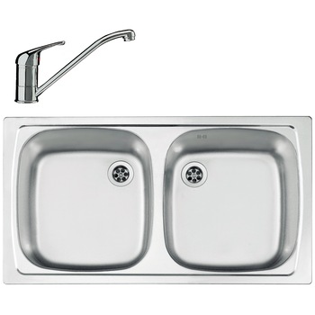 Pachet chiuveta Alveus Basic 160, 780x435 mm, adancime 140 mm, Inox + Baterie GM 110 Pachet chiuveta Alveus Basic 160, 780x435 mm, adancime 140 mm, Inox + Baterie GM 110