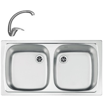 Pachet chiuveta Alveus Basic 160, 780x435 mm, adancime 140 mm, Inox + Baterie GM 130 Pachet chiuveta Alveus Basic 160, 780x435 mm, adancime 140 mm, Inox + Baterie GM 130