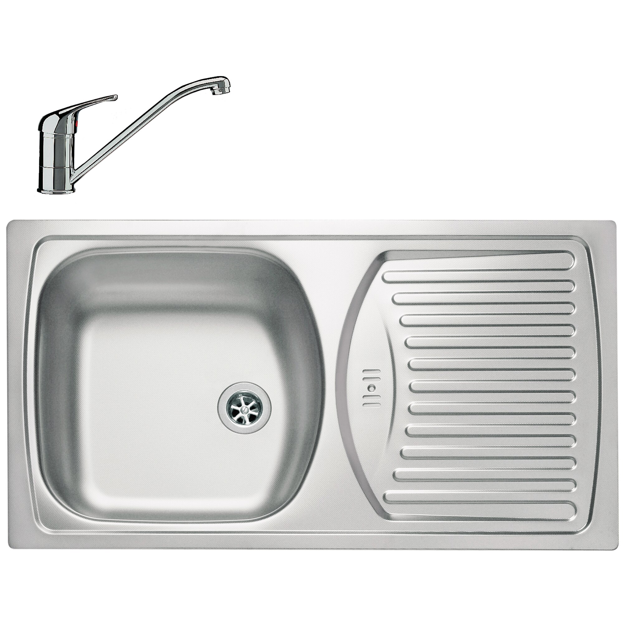 Pachet chiuveta Alveus Basic 150, 780x435 mm, cuva stanga, adancime 140mm, Inox satinat + Baterie GM 110