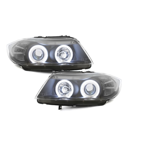 Set 2 faruri compatibil cu BMW E90/E91 3er, 2 CCFL Angel Eyes Negru ...