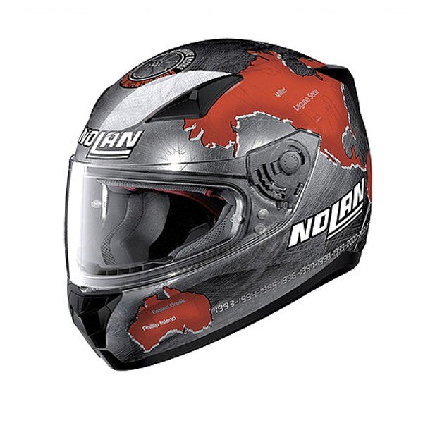 Casca moto NOLAN Full-Face - N60-5 Gemini Replica - checa / scratched chrome M