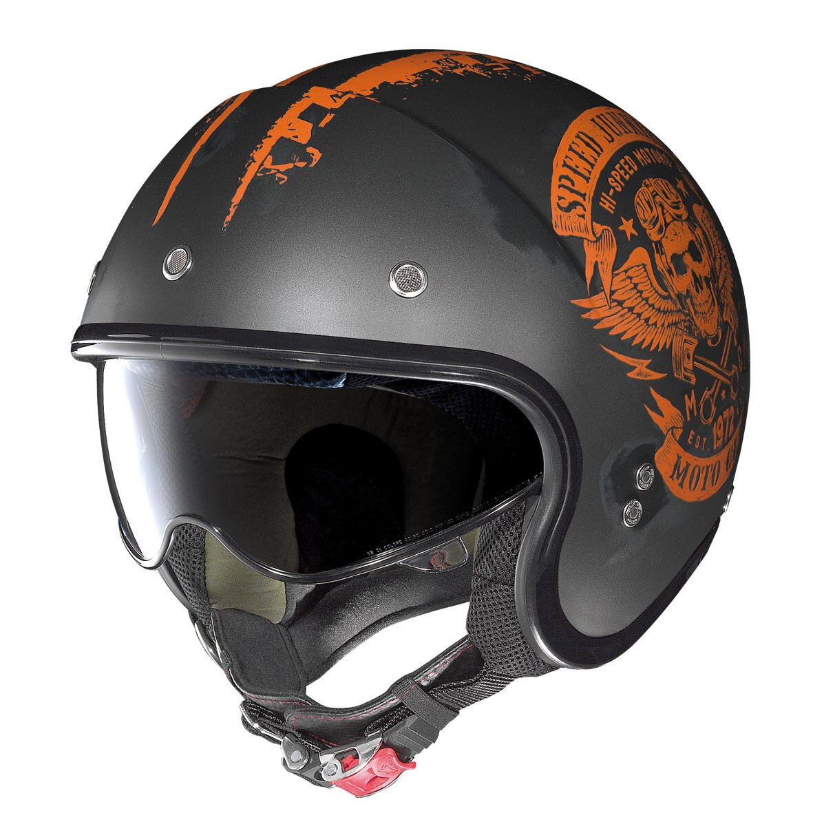 Casca moto NOLAN Mini-Jet - N21 Speed Junkies - scratched flat asphalt black XL