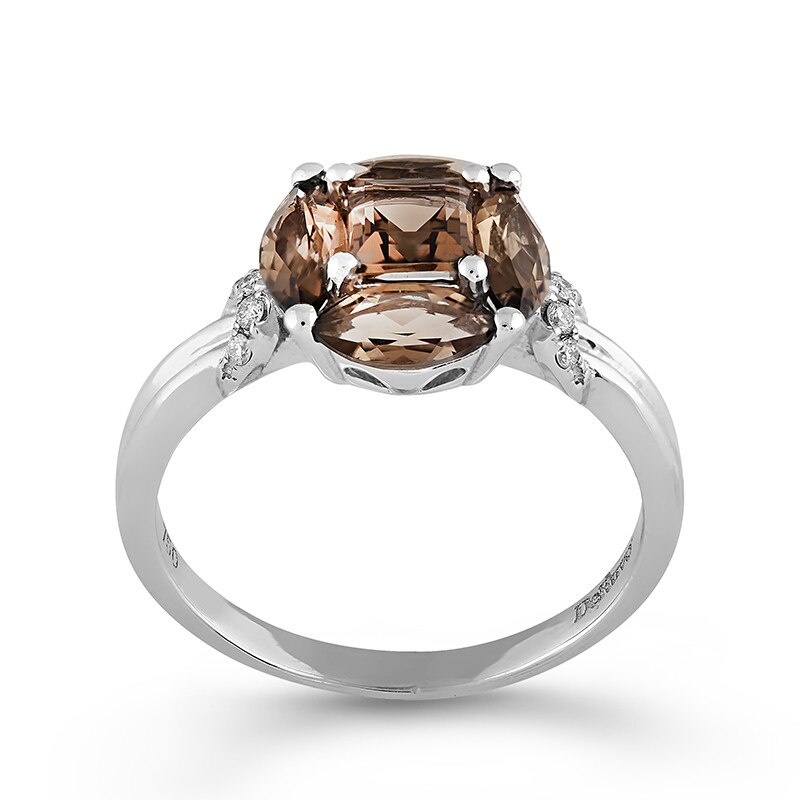 Inel Deruvo Aur 18k Diamante,Quartz Fumuriu, 53 R30664-W