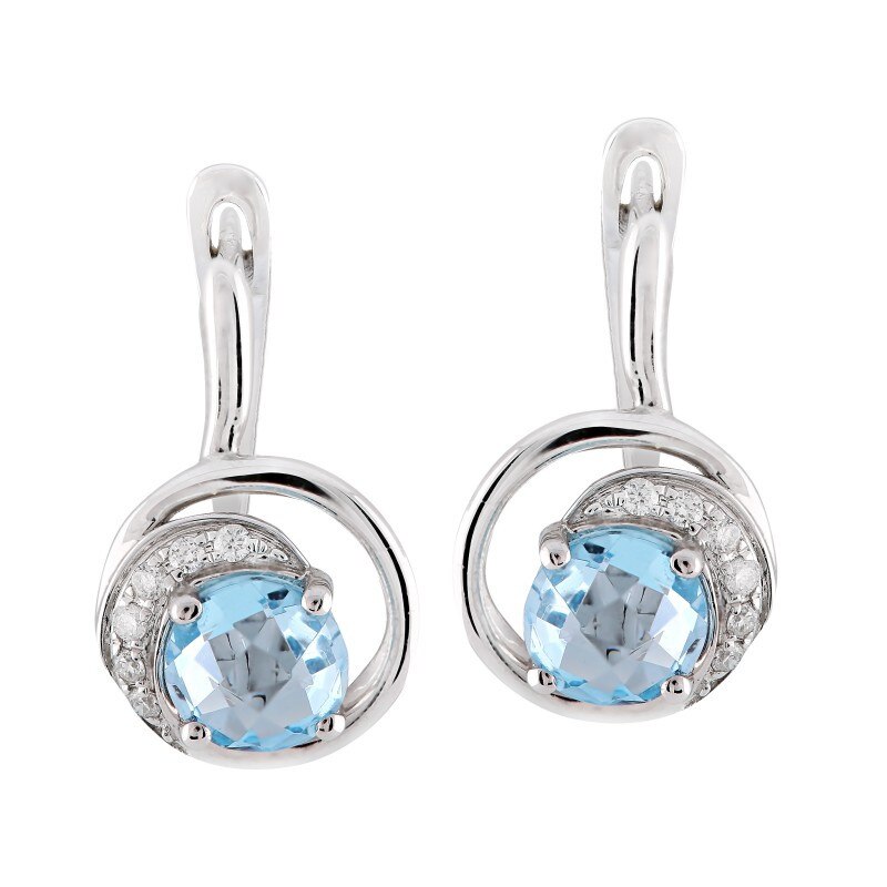Cercei Deruvo Aur 18k Diamante, Topaz Albastru E28707R-W