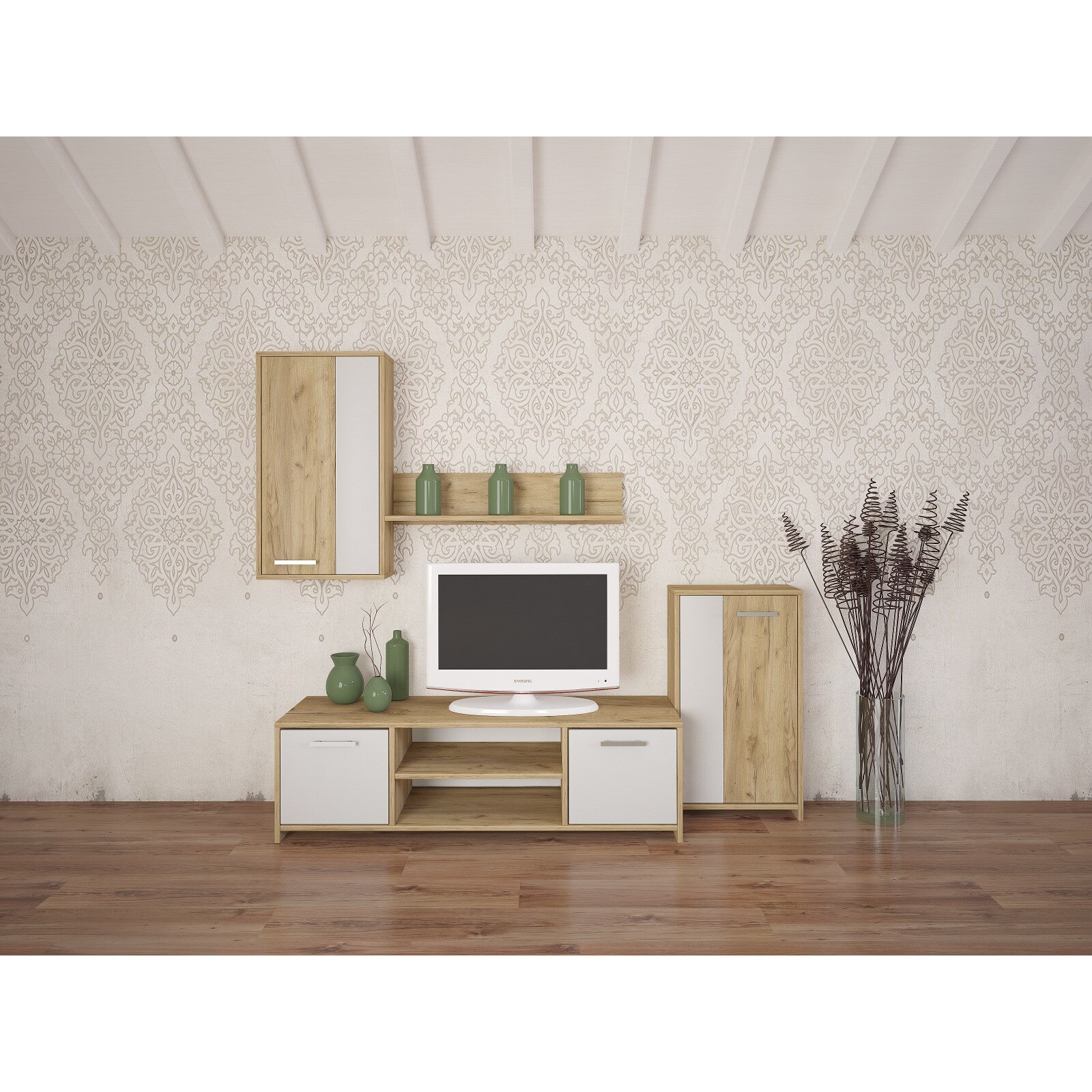 Set Living Seta,stejar+alb,190x120x40cm