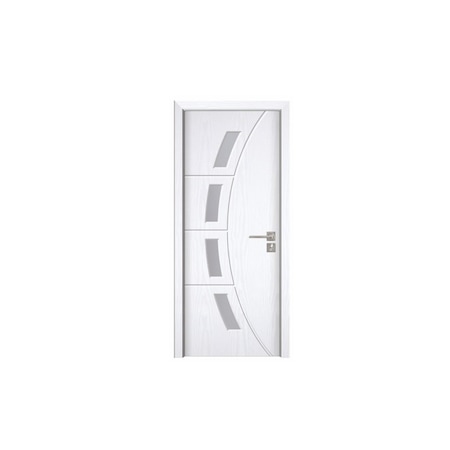 Usa interior din MDF cu toc inclus Novo Doors ND508A , dimensiune 200X80 centimetri, geam sablat, cadru din lemn masiv din rasinoase, balamale si clanta incluse, toc fix de 10 centimetri, plinta pe o singura parte, Alb