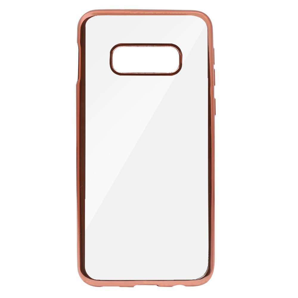 Husa Silicon Just Must Mirror pentru Samsung Galaxy S10e, margini electroplacate, Rose Gold