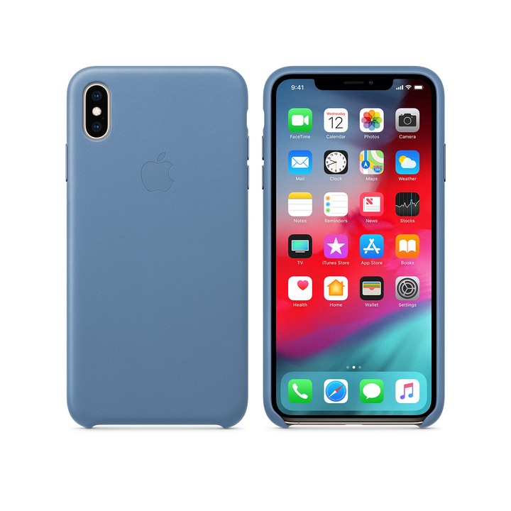 Husa Apple Leather pentru iPhone XS Max, Cornflower