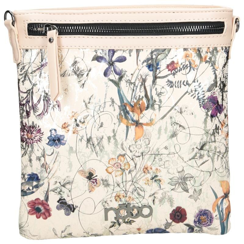 Geanta Nobo alba cu motive florale