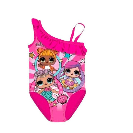 Costum de baie intreg LOL Surprize, cu design papusa LOL, culoarea roz, 4 ani - 104 cm
