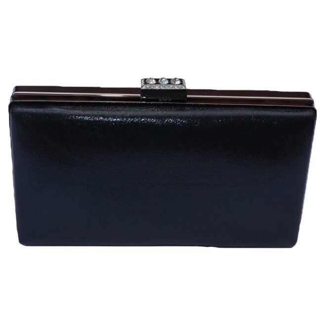 Poseta eleganta, de seara, cu aspect lucios, D&J Exclussive, negru