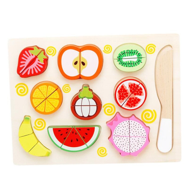 Puzzle Montessori Fructe pentru feliat, 11 accesorii