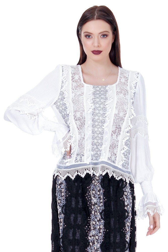 Bluza alba vascoza cu broderie Liza Panait RM-6E