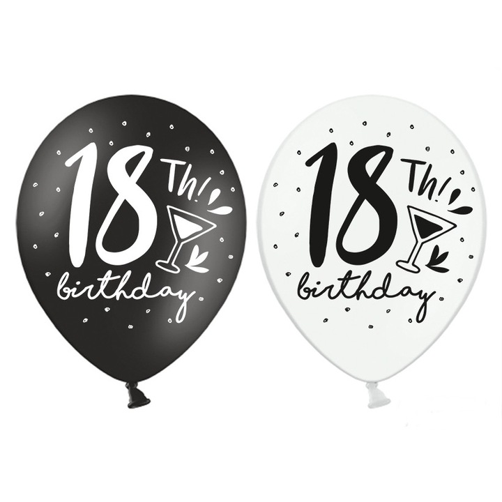 Set Baloane Aniversare Cifra 18, pachet / 6 buc
