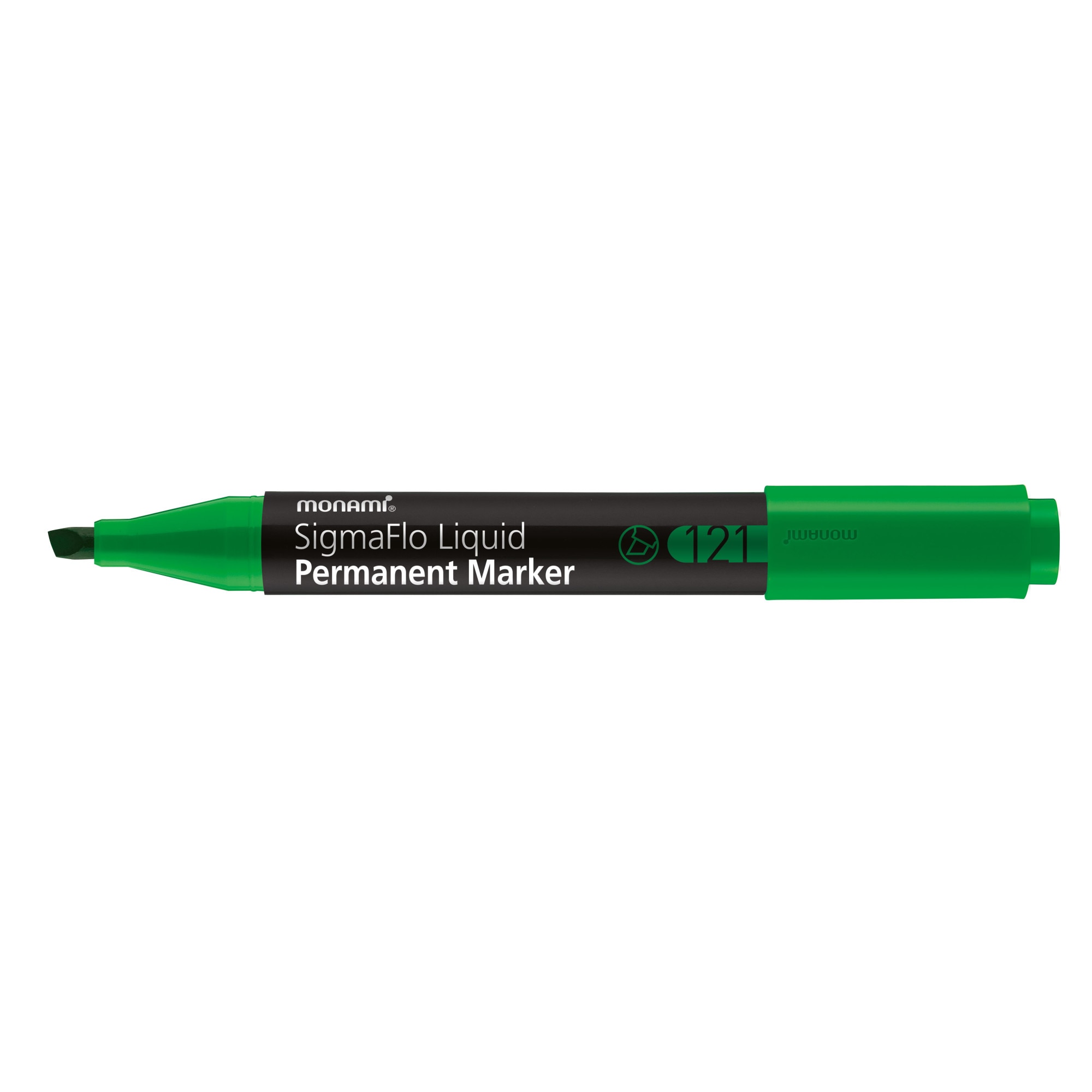 Marker permanent Monami SigmaFlo cu varf tesit de 1-5 mm verde