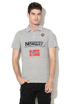 Geographical Norway, Tricou polo cu buzunar frontal cu clapa Kayfour, Gri melange Geographical Norway, Tricou polo cu buzunar frontal cu clapa Kayfour, Gri melange