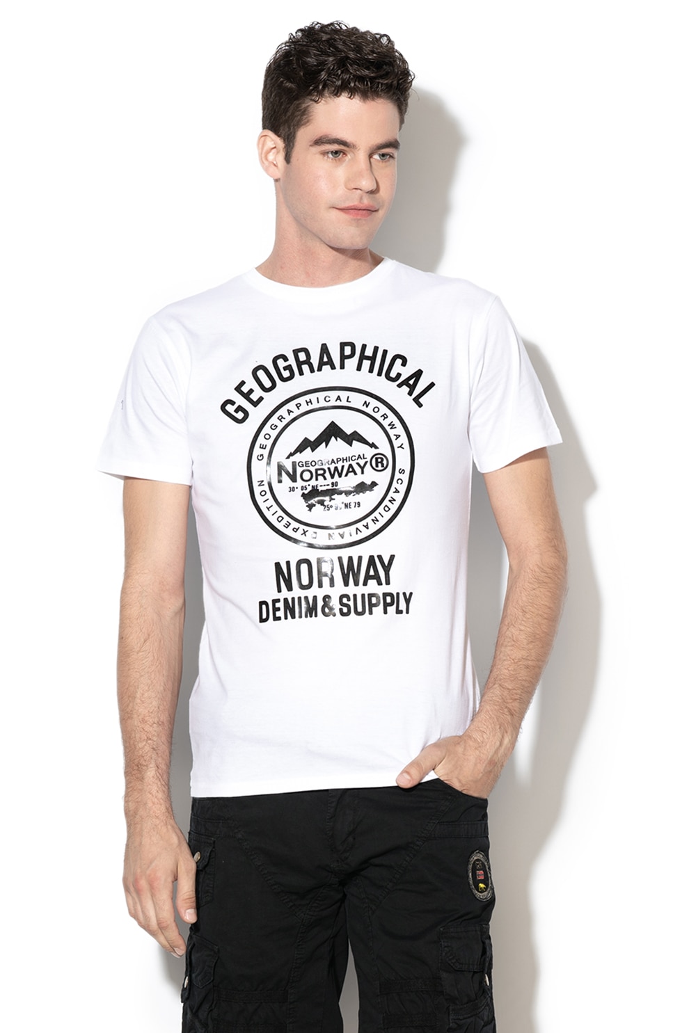 Geographical Norway, Tricou cu imprimeu logo Jiday, Alb